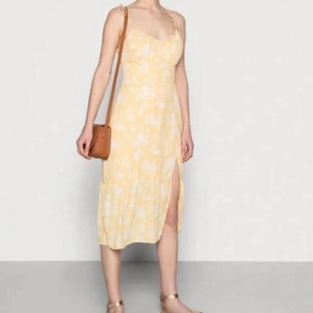 Yellow Floral Midi Dress